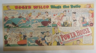 Power House Candy Bar Ad: Roger Wilco: Rings The Belle ! 1940's Size 7.5 x 15 - Image 1 of 2