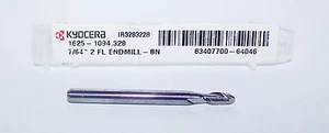 7/64" (.1094") CARBIDE 2 FLUTE ENDMILLS, BALL END, Kyocera 1625-1094.328 - Picture 1 of 3