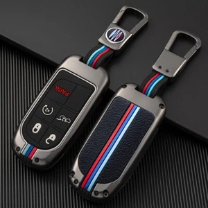 Metal Key Fob Chain Case Bag Holder Shell Cover For Jeep Cherokee Dodge Chrysler - Picture 1 of 11