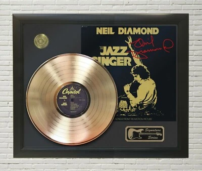 Neil Diamond Framed Black wood Reproduction Signature Gold LP Display  - Image 1 of 4