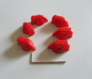 6x Red Chicken Head Knob 1/4" Guitar Amp Effect Pedal Knobs w/ Set Screw - Picture 1 of 4