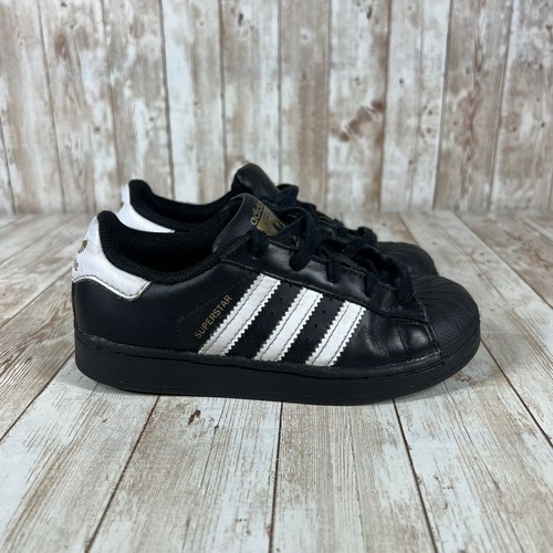 Adidas Superstar Classic Nero Bianco Oro Sneakers Scarpe da Ginnastica Taglia 12K Bambini