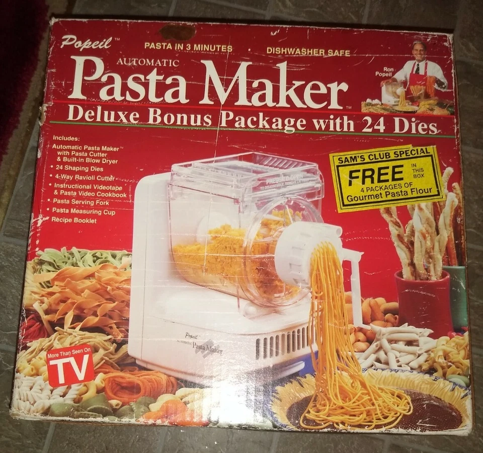 Popeil's Automatic Pasta Maker P400 complete w/24 dies ravioli cutter booklet