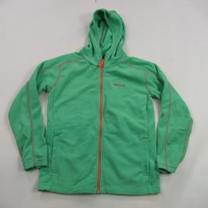 Marmot Jacket Girls XL Long Sleeve Pockets Lightweight Green Fleece Hood - Picture 1 of 10