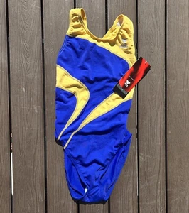 TYR Durafast Girl's Alliance Splice 1 Piece Swimsuit Royal Blue/gold size 24 New - Picture 1 of 3