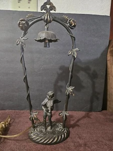 MEYDA TIFFANY BRONZE BRASS CHERUB ANGEL PLAYING VIOLIN 18.5” MEYDA LIGHTING VTG - Picture 1 of 12