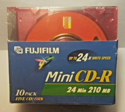 Fujifilm Mini CD-R 10-Pack in Jewel Cases (Five Colors) 24 Min. 210MB Each - Image 1 of 3