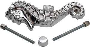 Brass Door Knockers for Front Door 6.5 In. Sea Horse Chrome Plated Brass Door Kn - Picture 1 of 9