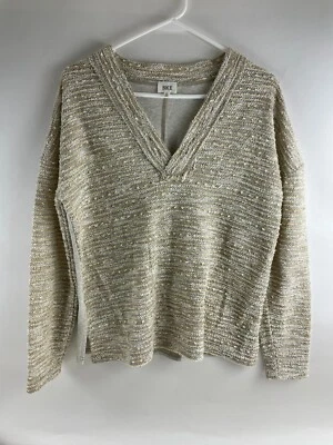 BKE свитер женский размер маленький кремовый v-образным вырезом пуловер с длинным рукавом - Изображение 1 из 4