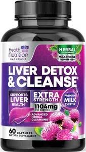 Liver Cleanse Detox Repair - 1104mg Milk Thistle Dandelion Support Supplement - Picture 1 of 37