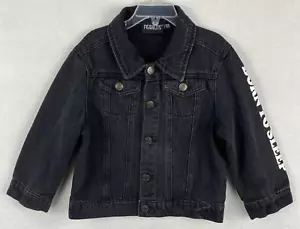 Peanuts Black Denim Jacket Kids 5/6 Snoopy Smiley Born To Sleep - Picture 1 of 6