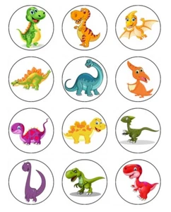 Dinosaur Edible Cupcake Toppers - Icing Birthday Cake Decorations - 2 Sizes - Picture 1 of 6