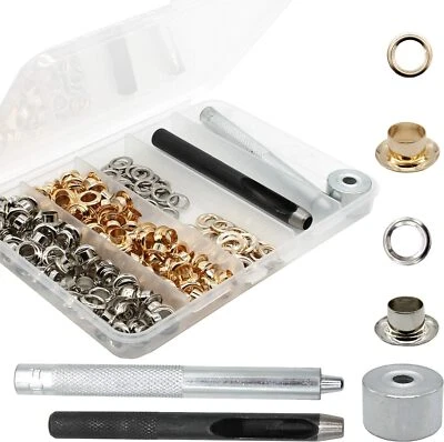  140 Juegos Kit de Ojales Reforzados, Kit de Ojales de Metal Latón de 1/4 Pulgada con 3  Foto 1 de 4