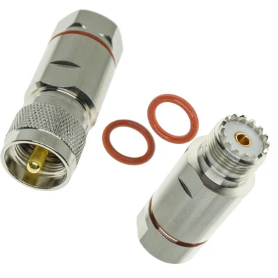 UHF male PL259 female SO239 RF Coax connector for Corrugated copper 1/2" cable - Image 1 of 4