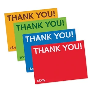 200 eBay Thank You Cards - Glossy Red, Blue, Green, Yellow - Shipping Supplies - Picture 1 of 2