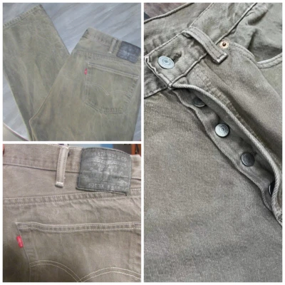 Vtg 90's Levis 501 XX Jean 44x30 Actual Meas" Greenish Brown Button Fly red tab - Imagem 1 de 4