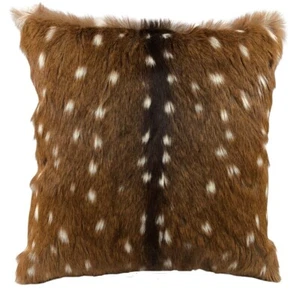 GENUINE AXIS DEER HIDE PILLOW / CUSHION w/Suede Leather Backing - 18" SUPERB - Picture 1 of 3
