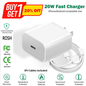 For iPhone Charger 20W  Type-C Fast Charger W/ Cable  PD Fast  Power Adapter USA