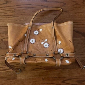 LUELLA Daria Leather Tote Floral Appliqué - Picture 1 of 5