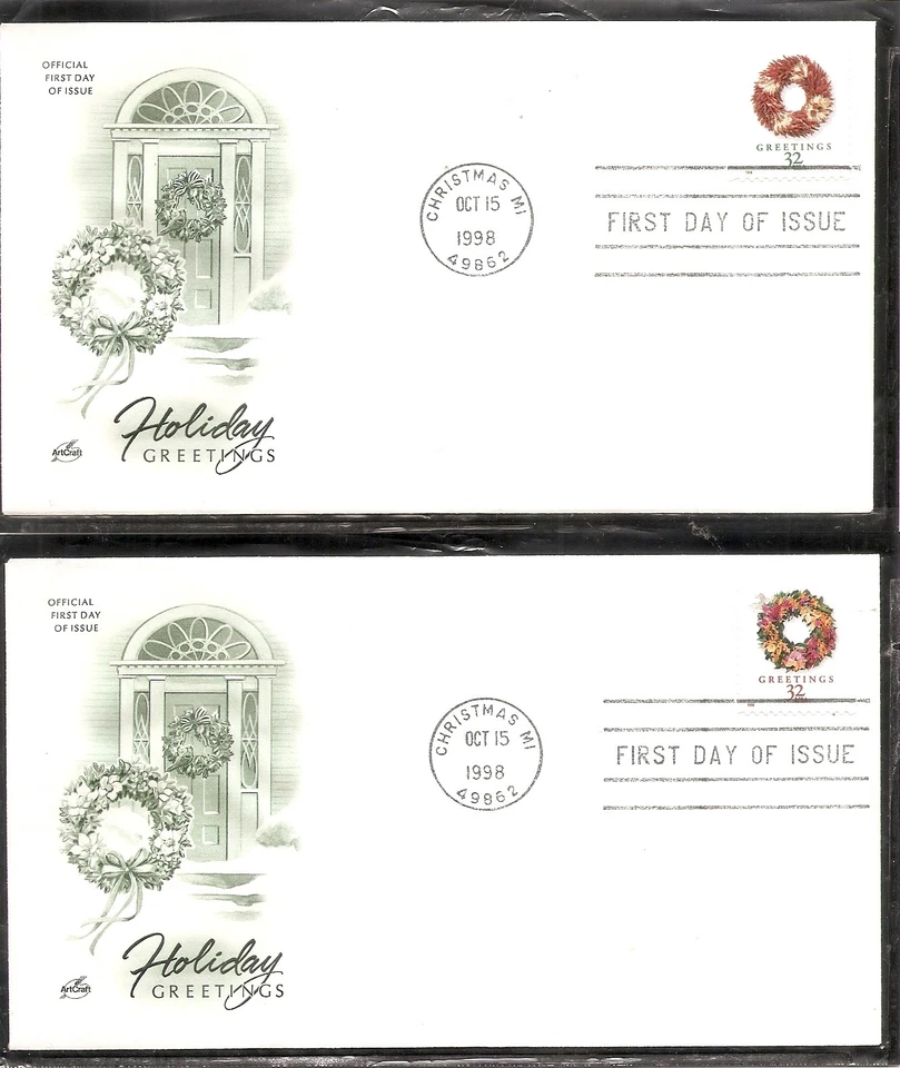 US SC # 3245-3248 Christmas Wreath FDC. Artcraft Cache - Image 1 of 2