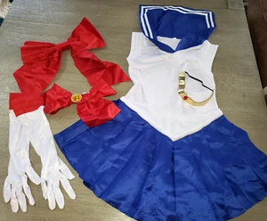 DISFRAZ DE HALLOWEEN MARINERO PARA MUJER VESTIDO PEQUEÑO LAZOS GUANTES GARGANTILLA SEXY ROPA DIVERTIDA! - Imagen 1 de 2
