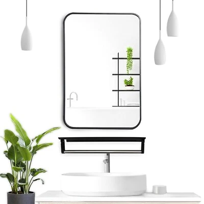 16'' x 24'' Rectangular Wall Mirror With Shelf and Towel Bar For Bathroom - Image 1 of 3