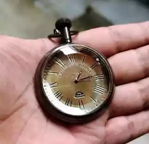 Antique Brass Pocket Watch Collectible Ship Timekeeper Roman Numeric - Picture 1 of 2
