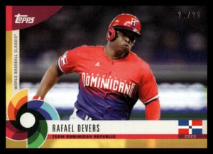 2023 Topps WBC Global Stars Rafael Devers Yellow Parallel #'d /25 42 Team D.R. - Picture 1 of 2