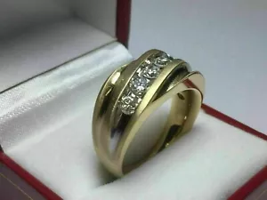 1 Karat Rund Zertifizierter Moissanit Five Stone Herren Hochzeitsband Ring 14 Karat Gelbgold - Bild 1 von 6