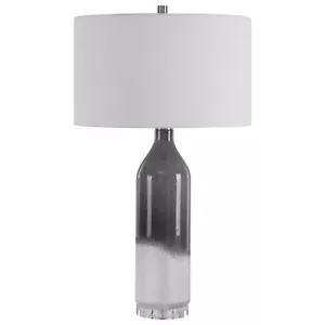 Luxe Gray White Art Glass Bottle Table Lamp Frosted Ombre Tall Modern Elegant - Picture 1 of 6