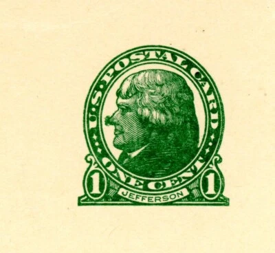 EFO UX27  "CLOWN NOSE" SCARCE VARIETY 1c Green Thomas Jefferson - Image 1 of 3