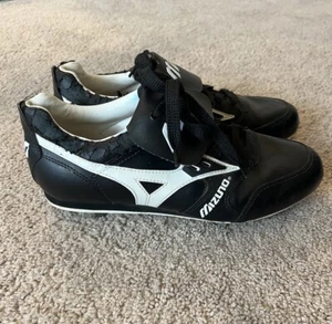Vintage Mizuno Speed Spike Metal Cleats Shoes Black White Mens Size 10.5 - Picture 1 of 10