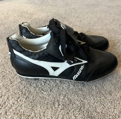 Vintage Mizuno Speed Spike Metal Cleats Shoes Black White Mens Size 10.5 - Image 1 of 4