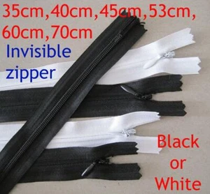 White 53cm Invisible Nylon Fashion Dress Zip / Zipper Closed End - Bild 1 von 1