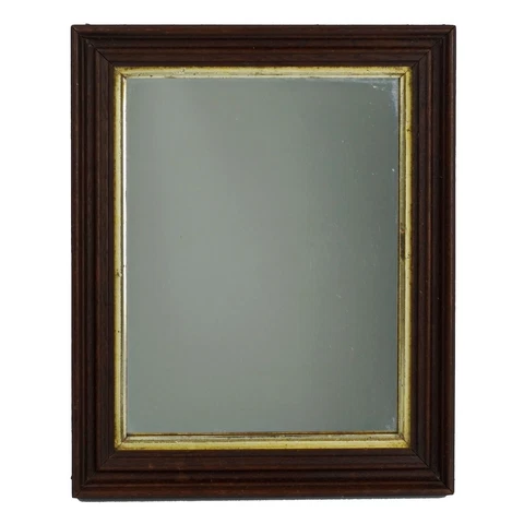 Antique Deep Well Carved Wood w/ Gilt Gesso Accent Framed Mirror Cover