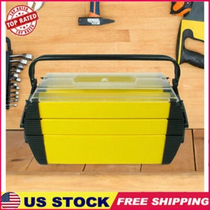 Tool Box 3-Tier Plastic Portable Durable Large Storage Section w/ 5 Compartments - Picture 1 of 8