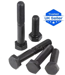 UNF BOLTS HEXAGON HIGH TENSILE STEEL BLACK HEX SET SCREWS 1/4" 5/16" 3/8" 7/16" - Picture 1 of 5