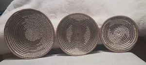 3pcs Boho Woven Wall Basket Decor Handmade Seagrass Hanging Decorative Trays - Picture 1 of 2