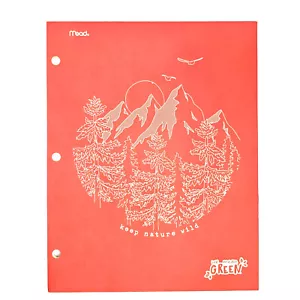 "We Mean GREEN" Mead 3-Hole 2-Pocket Portfolio Folders 12" x 9 3/8" Compostable - Picture 1 of 15