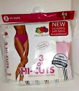 New Fruit of the Loom Women's 3 Pack Assorted Cotton Hi-Cut Panties 5/S - Picture 1 of 3
