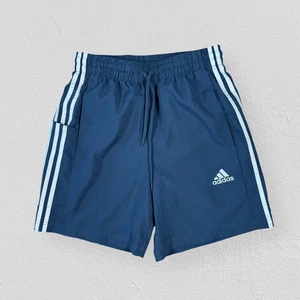Adidas Blue Striped Gym Shorts Sports Mens Small - Picture 1 of 4