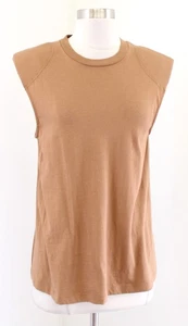 Tibi Camel Tan Padded Shoulder Sleeveless Muscle Style Top Tee Shirt Size XS  - Picture 1 of 7