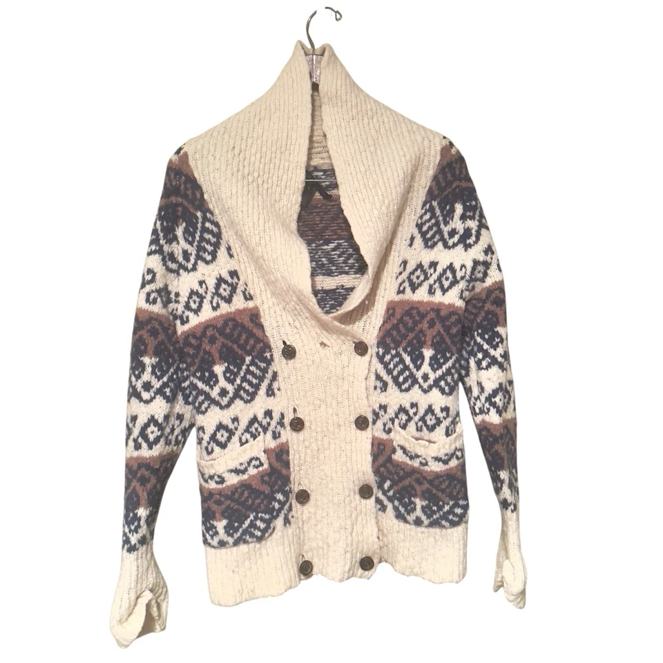 Кардиган Marc by Marc Jacobs из шерстяной смеси Fair Isle двубортный кремовый большой - Изображение 1 из 4