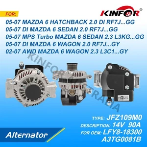 Fred Alternator Fits Mazda 2005-2008 2.3L GG GY M6 LFY8-18300-KINFOR JR-JFZ109M0 - Picture 1 of 4