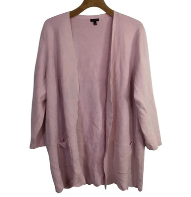 Talbots Womens Cardigan Sweater Knitted Open Front Long Sleeves Pink Size 3X Plu - Image 1 of 4