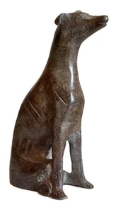 Vintage Art Deco sitzender Windhund Whippet Stein Skulptur Figur - Bild 1 von 11