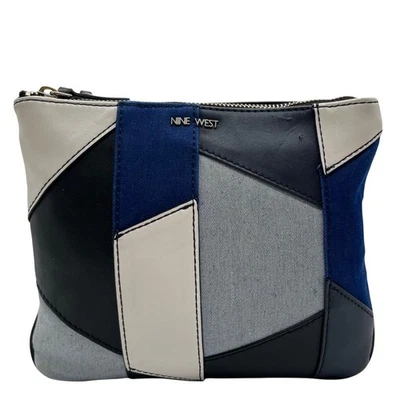 Nine West Blue Denim Patchwork Triple Zip Crossbody Bag - Image 1 of 4