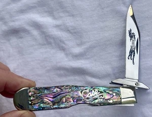 CLEAN Custom Script Case XX Cheetah 8111 1/2 L SS Abalone Knife 2002 - Picture 1 of 17