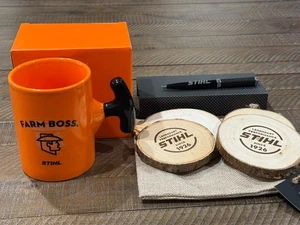 STIHL® "Woodlands" Wooden Coasters, Ceramic Coffee Mug, and Pen- Garage Gift Set - Picture 1 of 12