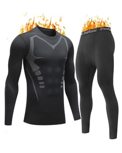 Men's Thermal Underwear Set Heated Base Layer Top & Bottom with Fleece Lined,... - Picture 1 of 6